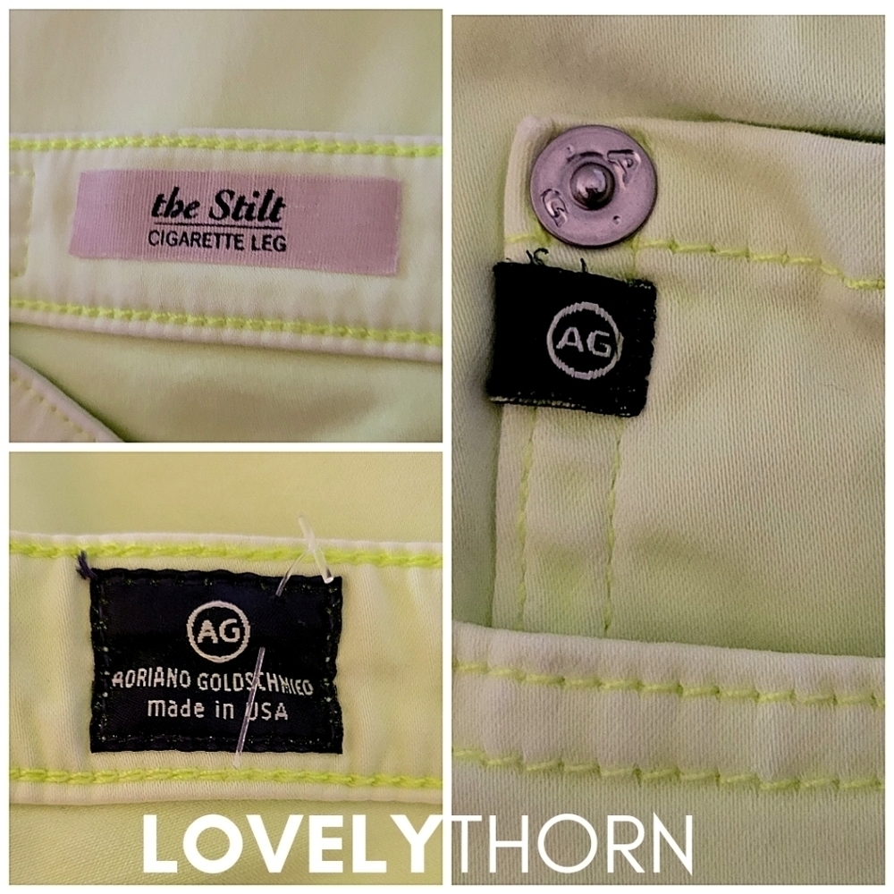 AG JEANS // ltd ed the stilt cigarette leg neon yellow sateen jeans - Picture 14 of 16